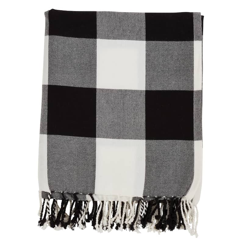Buffalo Plaid And Tassels Cotton Throw