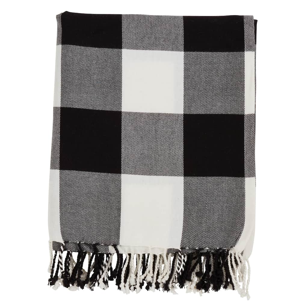 Buffalo Plaid And Tassels Cotton Throw