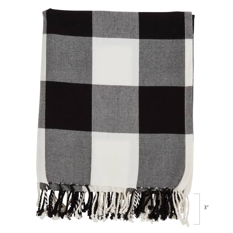Buffalo Plaid And Tassels Cotton Throw