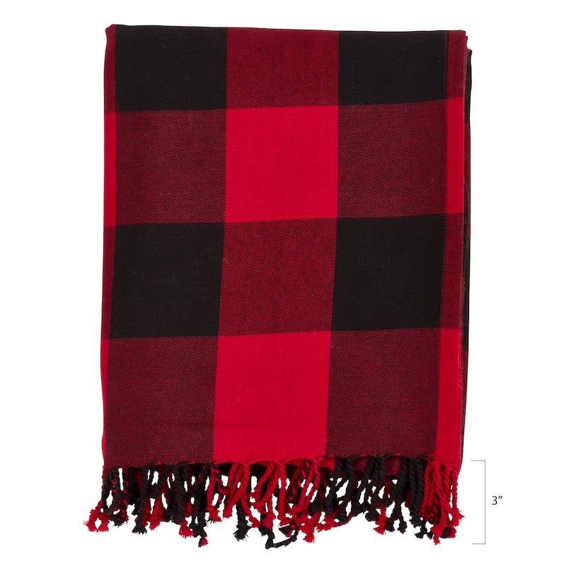 Buffalo Plaid And Tassels Cotton Throw