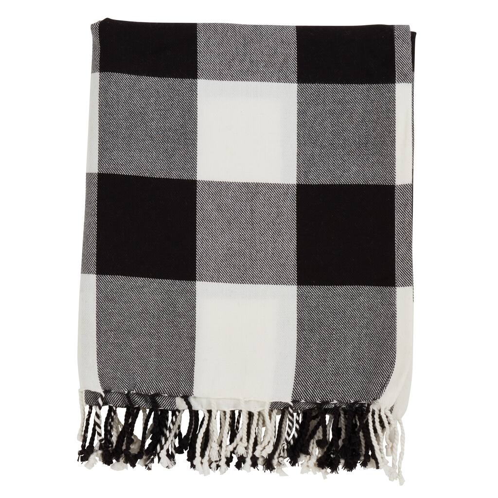 Buffalo Plaid And Tassels Cotton Throw