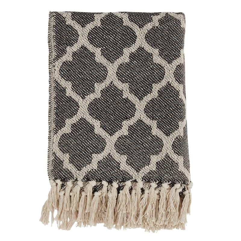 Cotton Throw Blanket with Moroccan Tile Design - On Sale - Bed Bath ...