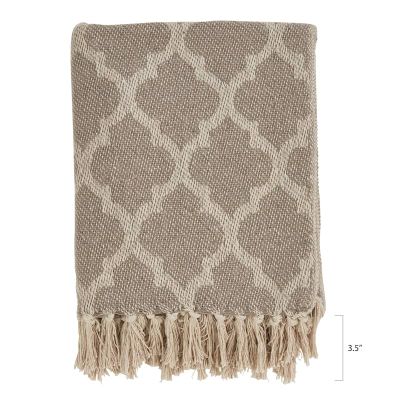 Cotton Throw Blanket with Moroccan Tile Design