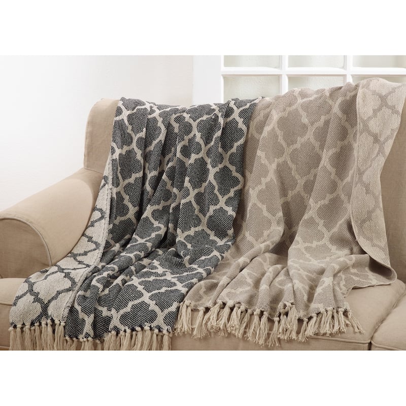 Cotton Throw Blanket with Moroccan Tile Design - On Sale - Bed Bath ...