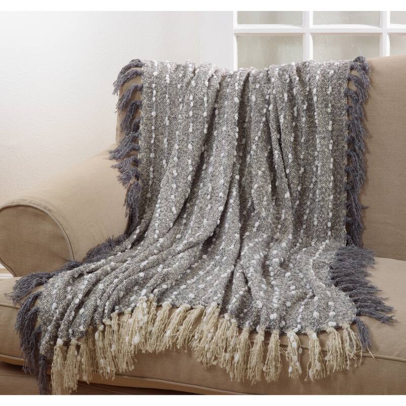 Petite Pom Pom Design Tassel Trim Throw