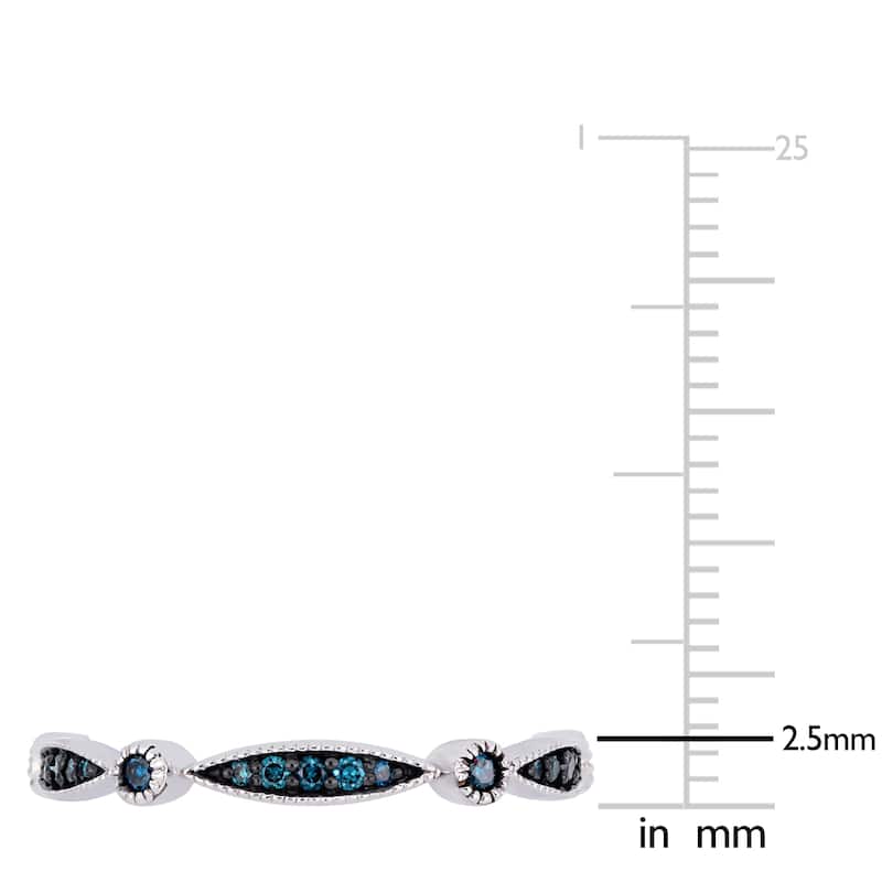Miadora 10k White Gold with Black Rhodium 1/4ct TDW Blue Diamond Eternity Band