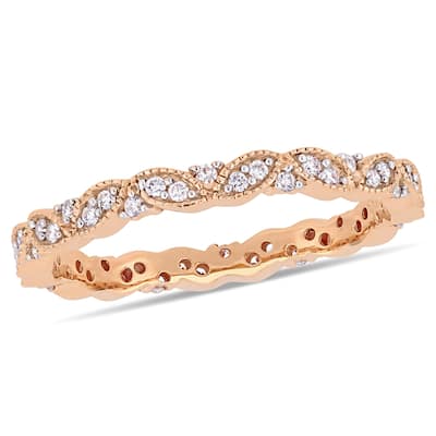 Miadora 14k Rose Gold 1/4ct TDW Diamond Marquise-Shape Eternity Band