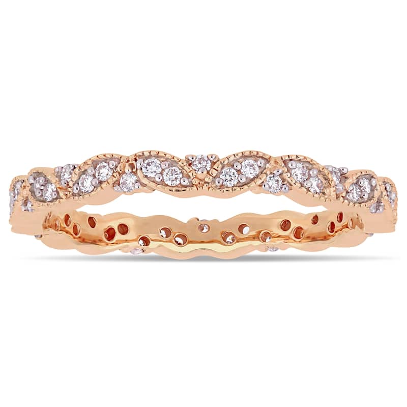 Miadora 14k Rose Gold 1/4ct TDW Diamond Marquise-Shape Eternity Band