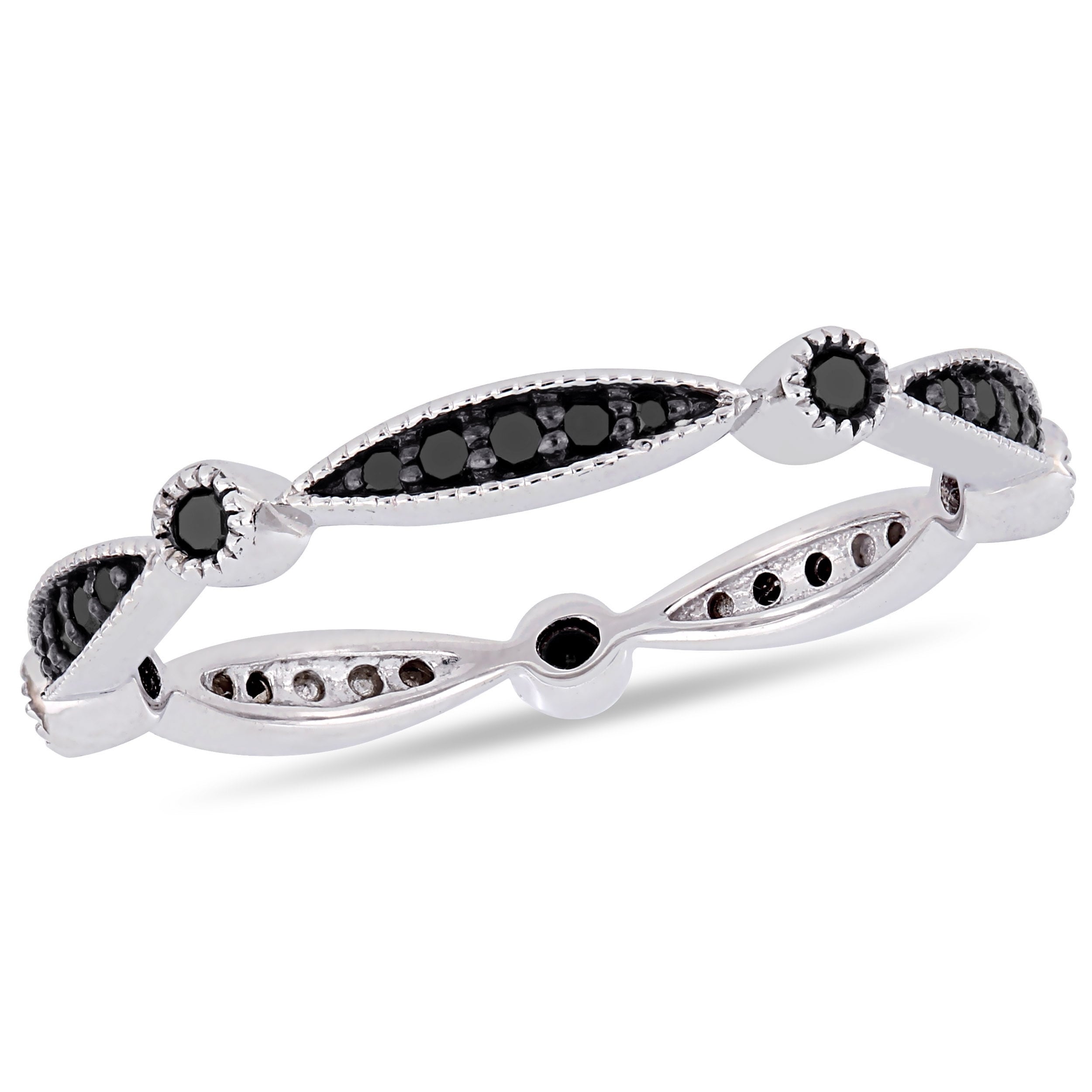 Miadora 10k White Gold with Black Rhodium 1/4ct TDW Black Diamond Eternity Band