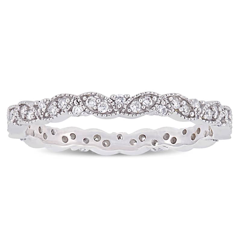 Miadora 14k White Gold 1/4ct TDW Diamond Marquise-Shape Eternity Band