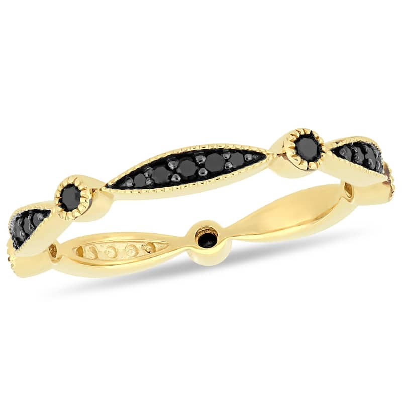 Miadora 10k Yellow Gold with Black Rhodium 1/4ct TDW Black Diamond Eternity Band