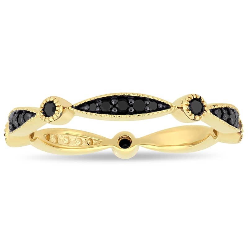 Miadora 10k Yellow Gold with Black Rhodium 1/4ct TDW Black Diamond Eternity Band