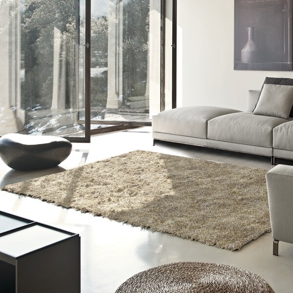 Superior Elegant, Plush, Hand-Woven Beige Shag Rug - 3' x 5'