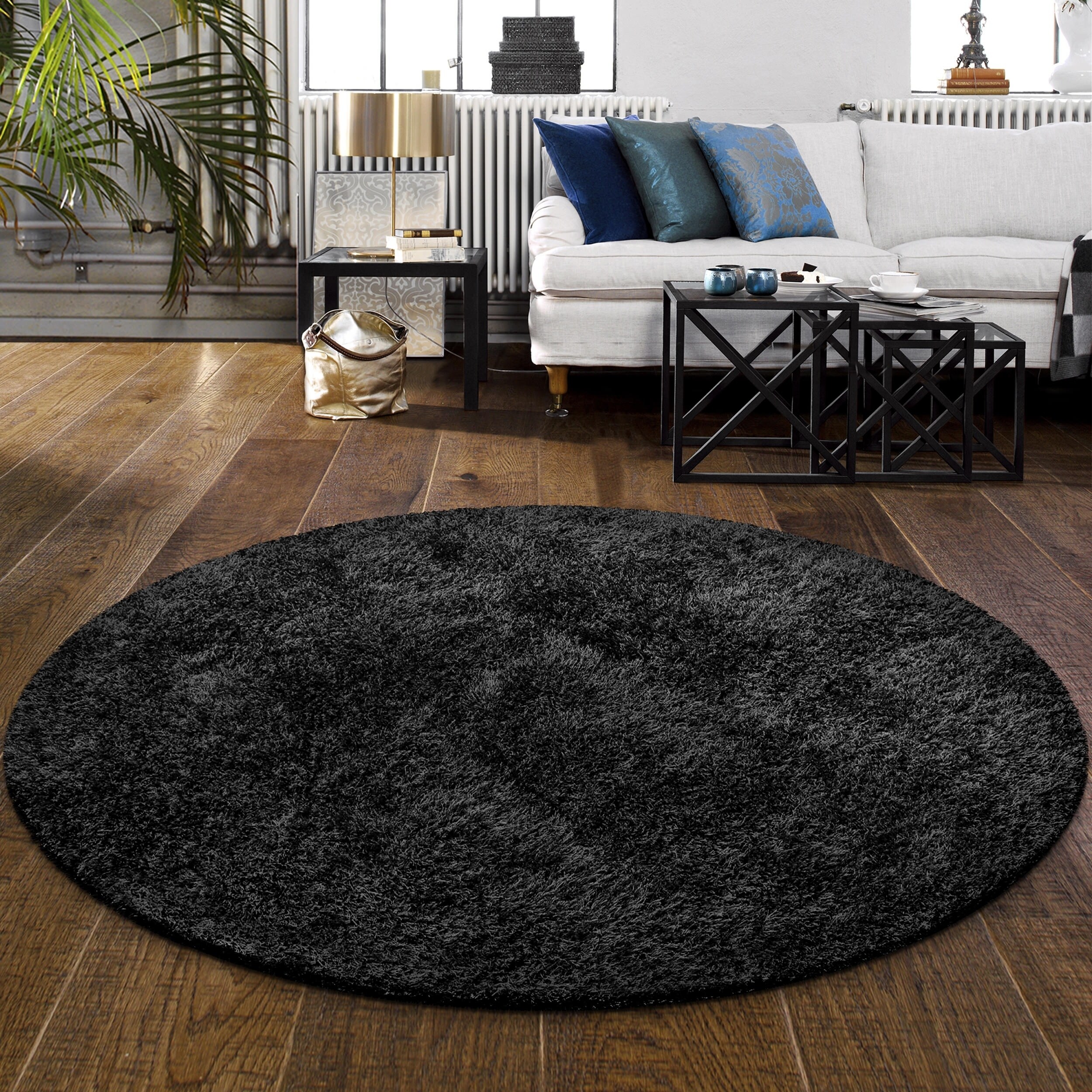 black fuzzy rug
