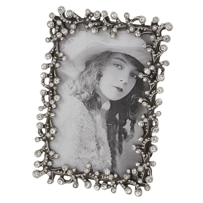 Pewter Picture Frame With Jeweled Design