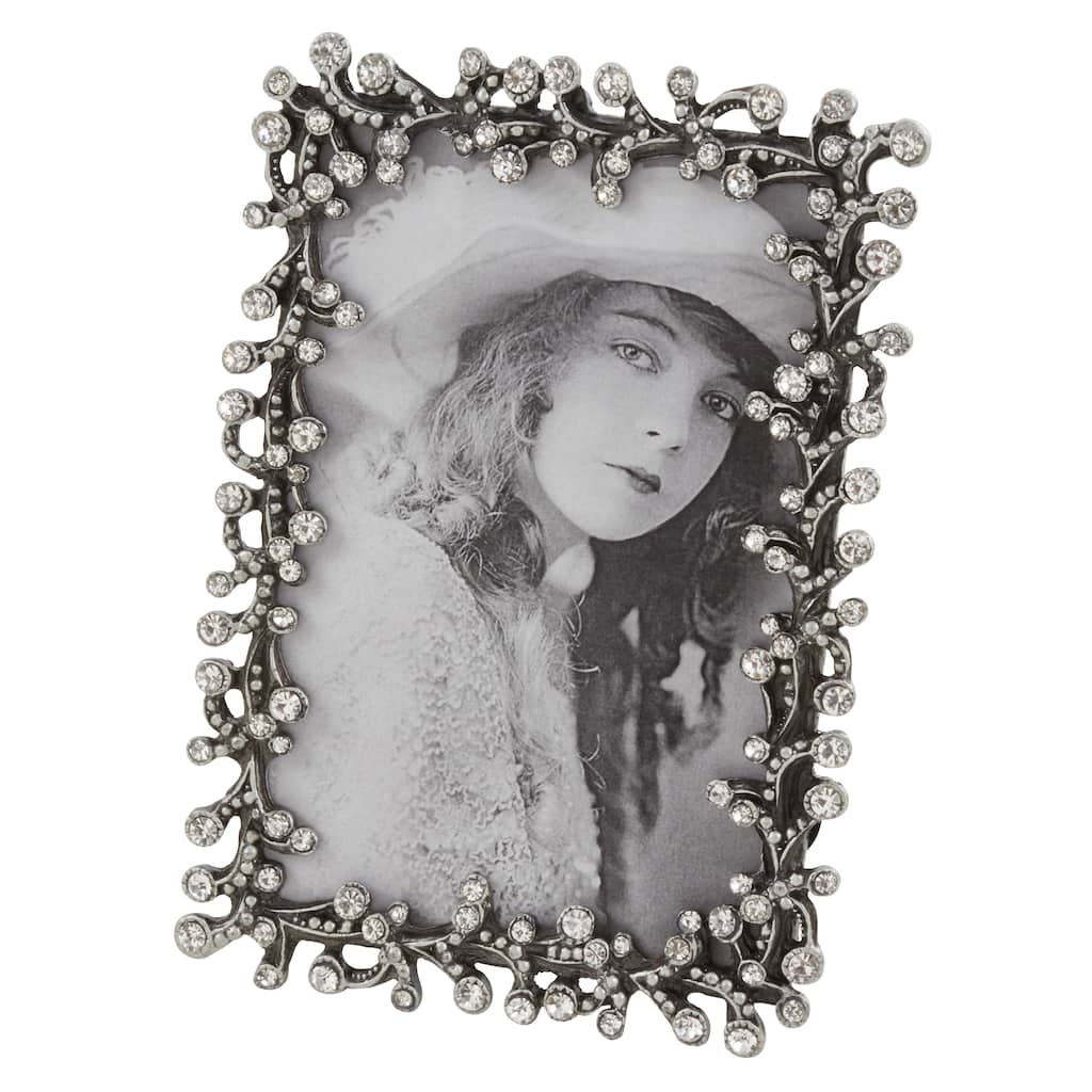 Pewter Picture Frame With Jeweled Design