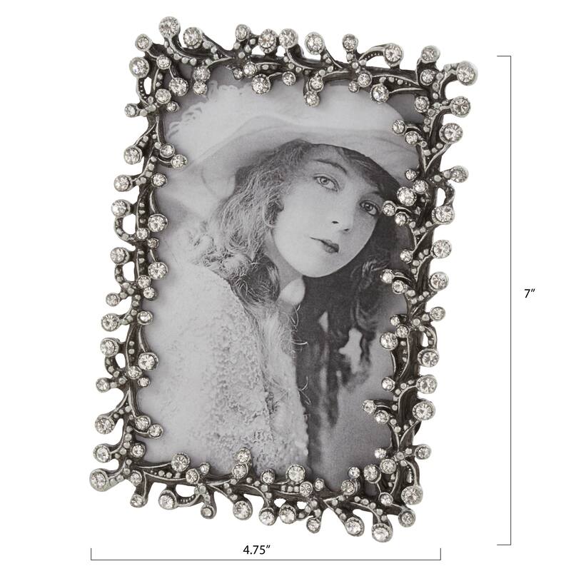 Pewter Picture Frame With Jeweled Design