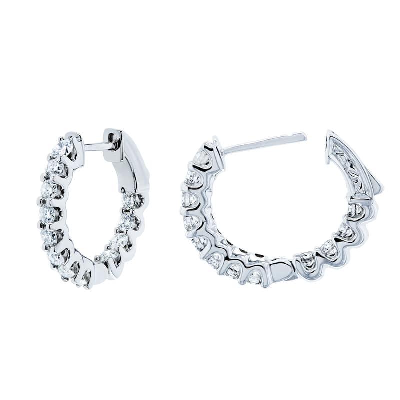 Annello by Kobelli 14k White or Yellow Gold 1 Carat TDW Huggie Diamond Earrings