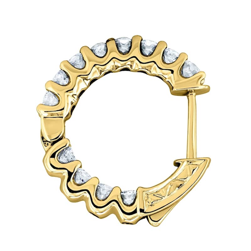 Annello by Kobelli 14k White or Yellow Gold 1 Carat TDW Huggie Diamond Earrings