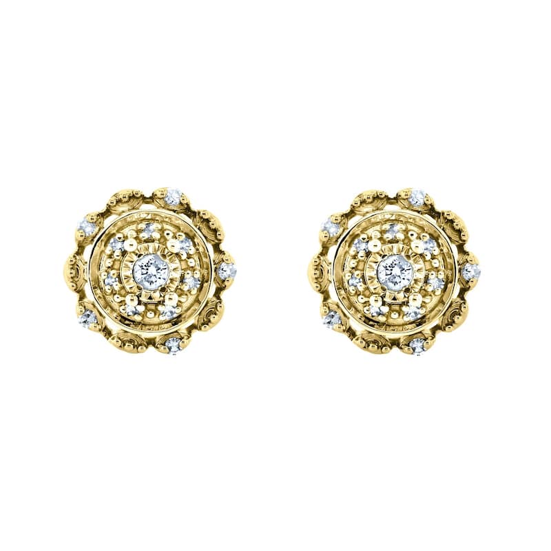 Annello by Kobelli 10k White or Yellow Gold Starry Cluster Diamond Earrings
