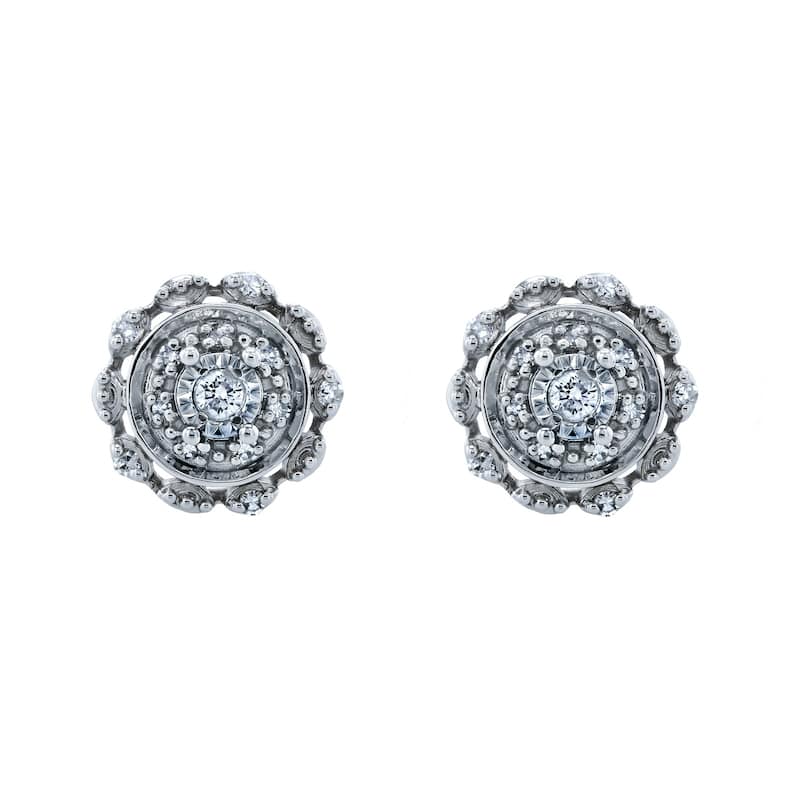Annello by Kobelli 10k White or Yellow Gold Starry Cluster Diamond Earrings