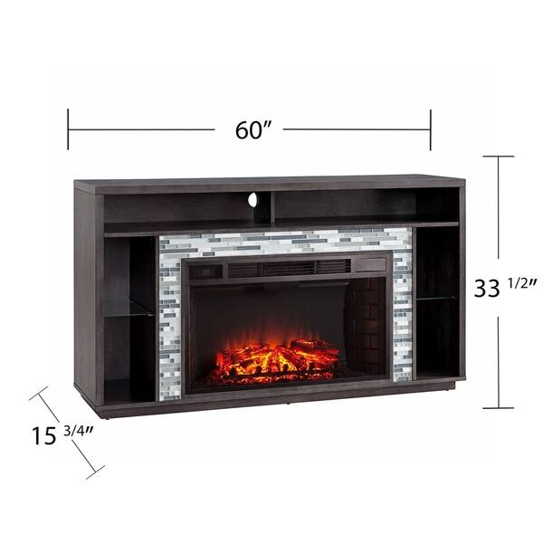 Shop Niamh Brown Glass Tiled Electric Fireplace Tv Stand On Sale