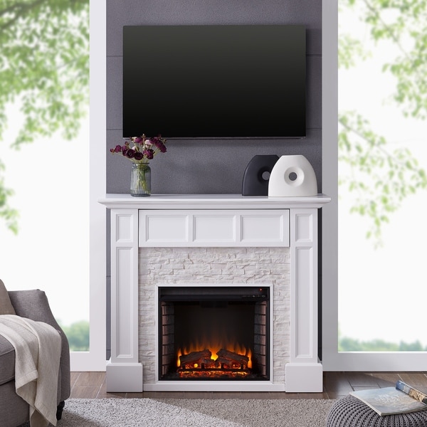 Shop Johnesborough Faux Stone Media Electric Fireplace ...