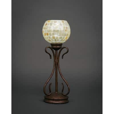 Toltec Swan 1 Light Accent Lamp Shown In Bronze Finish With 6" Mystic Seashell Glass Shade