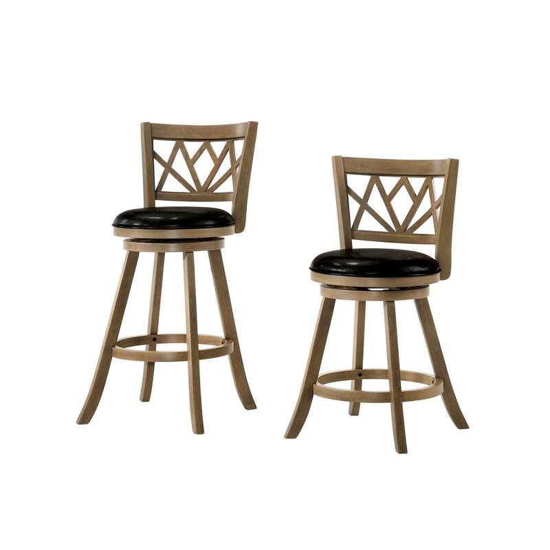 Epona Transitional Solid Wood Swivel Barstool with Padded Seat by Furniture of America