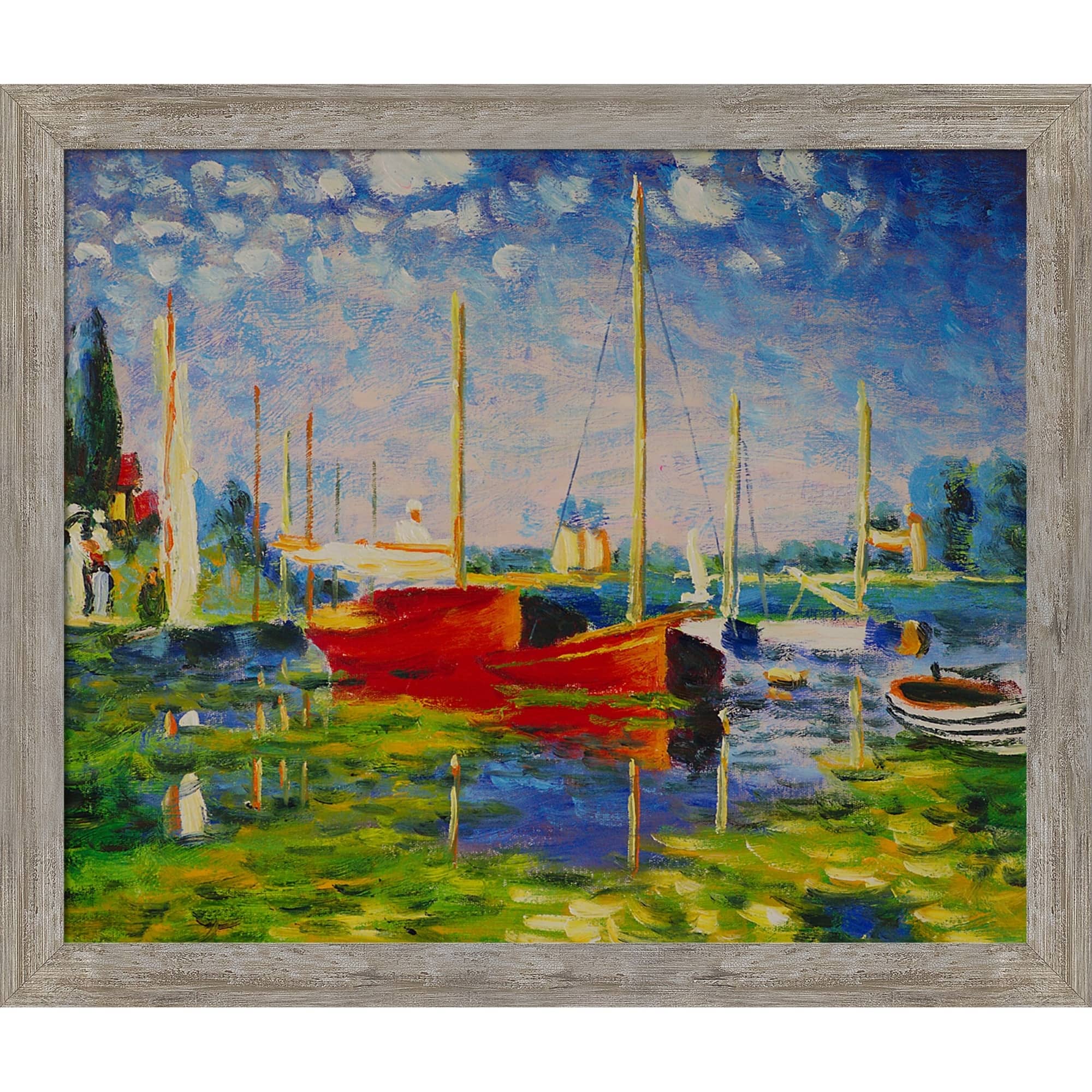 La Pastiche Claude Monet 'Red Boats at Argenteuil' Hand Painted Oil ...