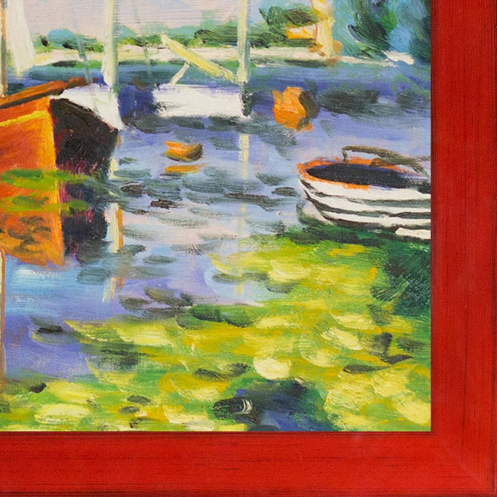 La Pastiche Claude Monet 'Red Boats at Argenteuil' Hand Painted Oil ...