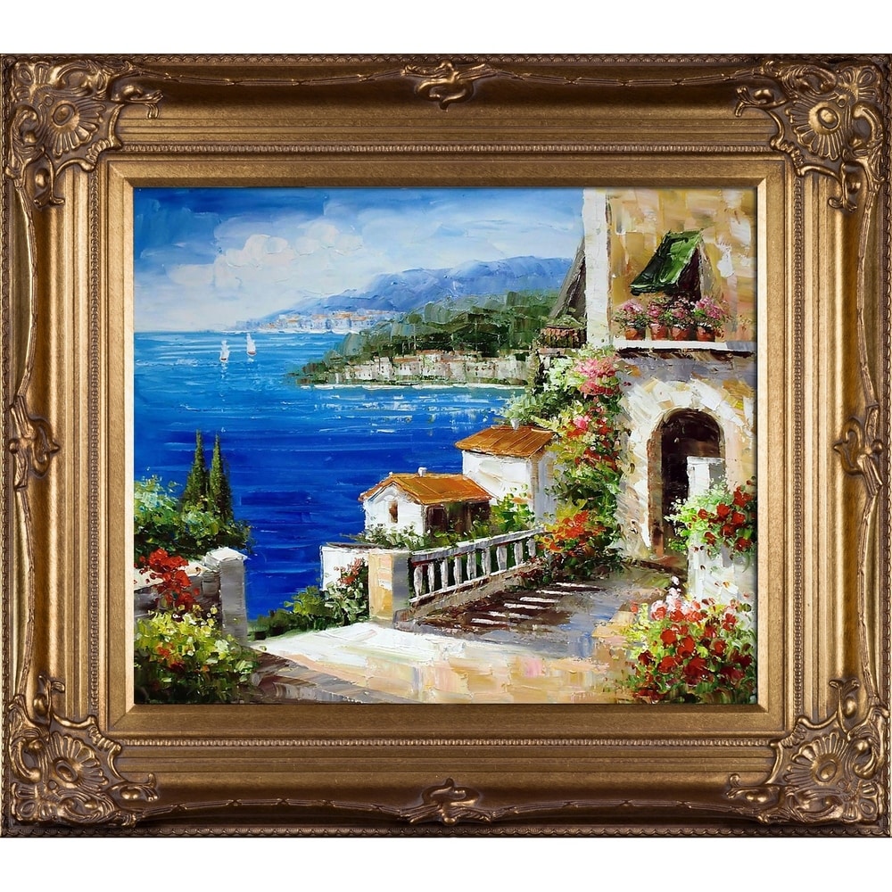 LIVEDITOR Mediterranean Artwork Italian Coastal Cityscape Painting