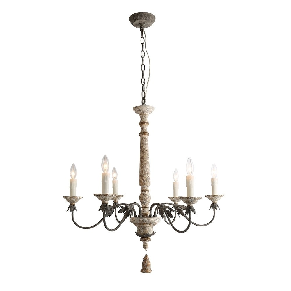 LNC 6-Light Distressed French Country Chandelier Ceiling Lights - Chandeliers For Bedrooms by Overstock.com