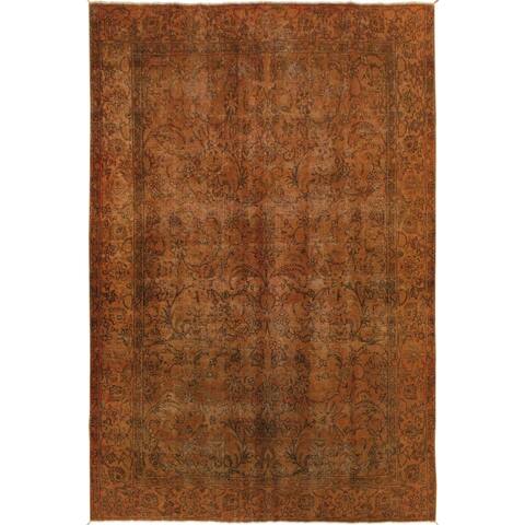 Vintage Distressed Florenci Burntorange/Drk. Orange Wool Rug - 8'0 x 11'2 - 8'0" x 11'2" - 8'0" x 11'2"