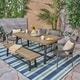 preview thumbnail 6 of 8, Brecken Outdoor 6 Piece Wood and Wicker Dining Set with Stacking Chairs and Bench by Christopher Knight Home sandlblast grey + black + gray