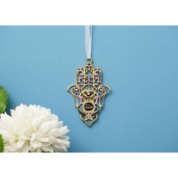 Shop Gold Plated Hanging Hamsa With Evil Eye Wall Decor Ornament Pewter By Matashi Overstock 23441260