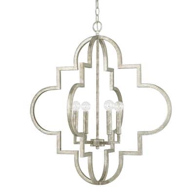 Ellis 4-light Antique Silver Pendant - Antique Silver