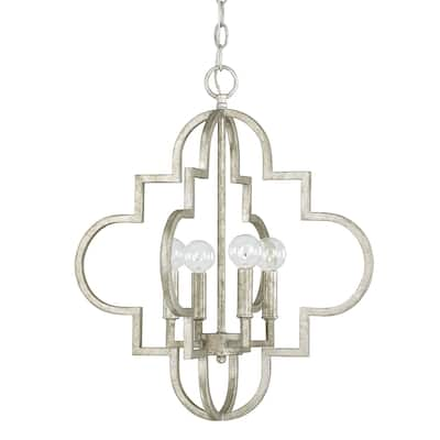 Ellis 4-light Antique Silver Pendant - Antique Silver