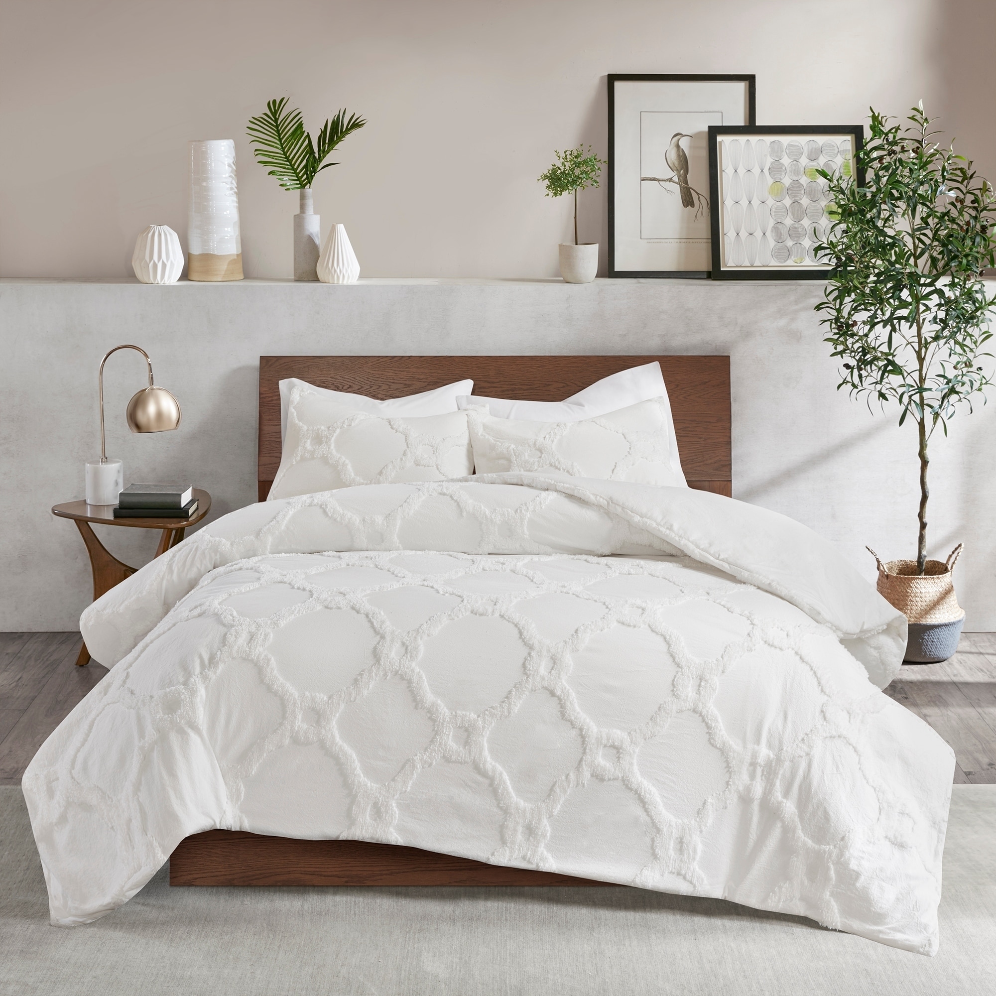 Madison Park Nollie Cotton Chenille Geometric King Cal King Size Comforter Set In White As Is Item Overstock 23441940