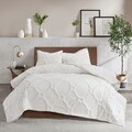 Madison Park Nollie Cotton Chenille Geometric King - Cal King Size Comforter Set in White (As Is Item)