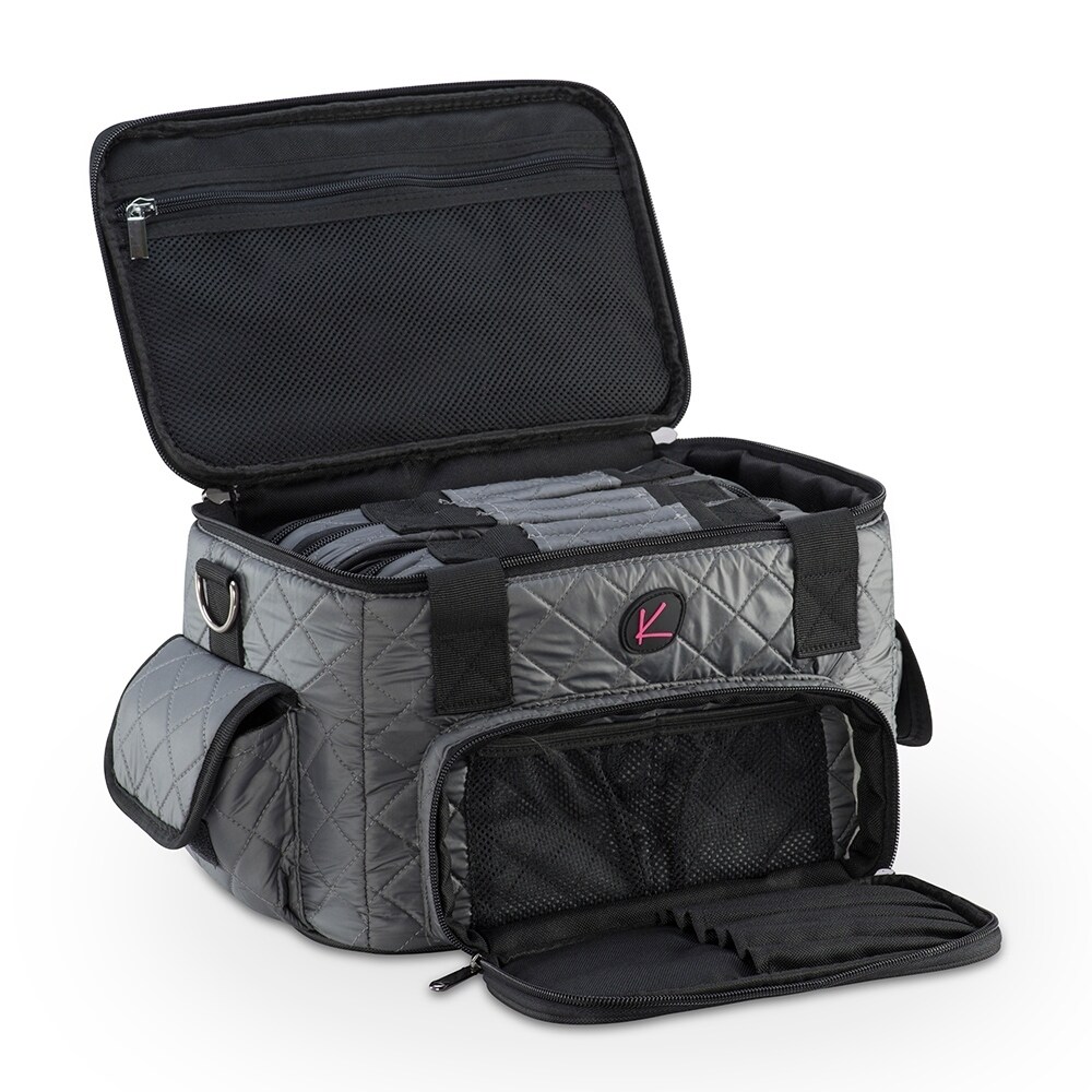 Kiota Pro Quilted Makeup Artist Cosmetic Travel Bag And Clear Pouches