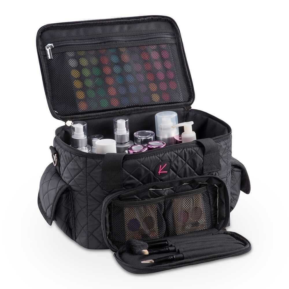 Kiota Pro Quilted Makeup Artist Cosmetic Travel Bag And Clear Pouches