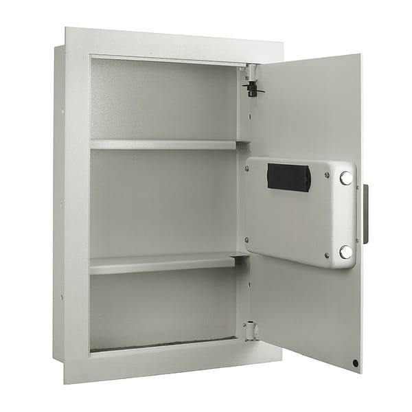 Hidden storage mirror, In-wall gun safe concealment cabinet - Espresso