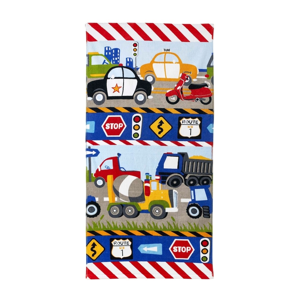 Dream Factory Trains and Trucks Cotton Bath Towel - 20Wx50L