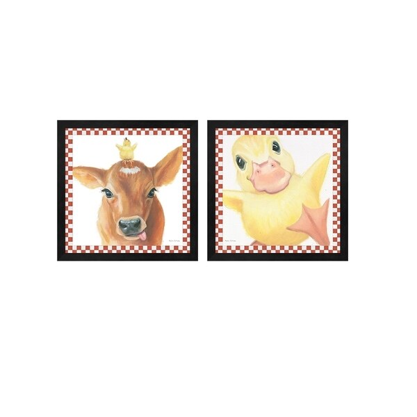 Myles Sullivan 'Farm Friends Border A' Framed Art (Set of 2)