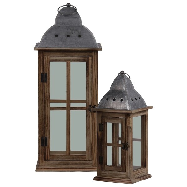 UTC31447 Wood Lantern Natural Finish Brown