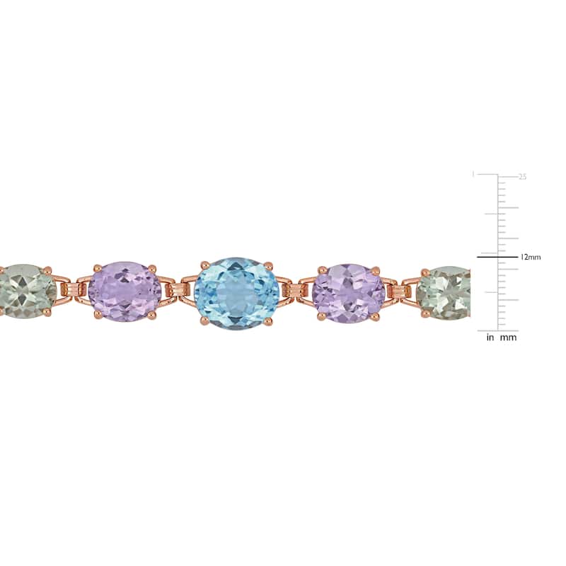 Miadora Rose Plated Sterling Silver 69ct TGW Multi-Stone Link Necklace