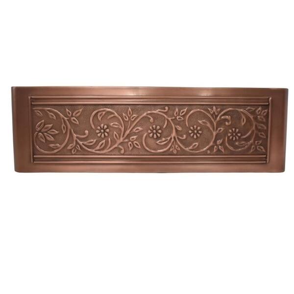 Versailles Farmhouse/Apron-Front Handmade Copper 33 in. Single Bowl Kitchen Sink with Grid