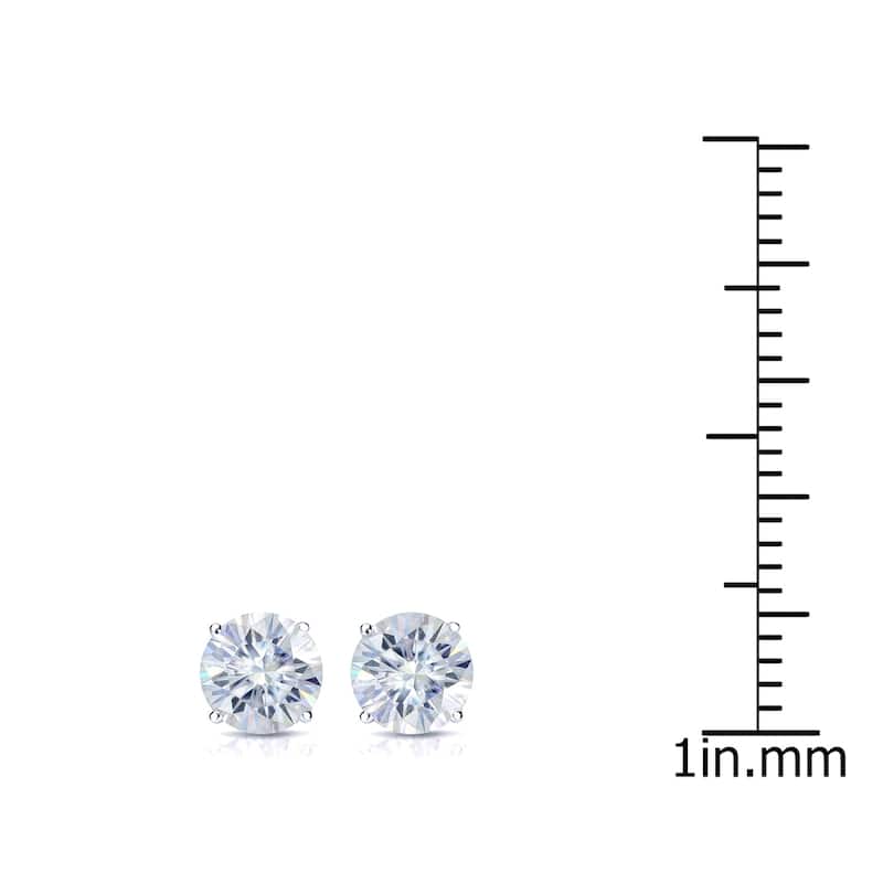 Auriya 1ct TW Round Moissanite Stud Earrings Platinum - 5 mm, Push-Backs