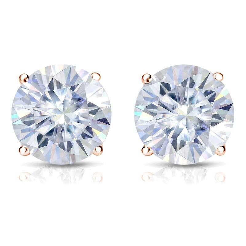 Auriya 3 1/2ct TW Round Moissanite Stud Earrings 14k Gold - 7.8 mm, Screw-Backs